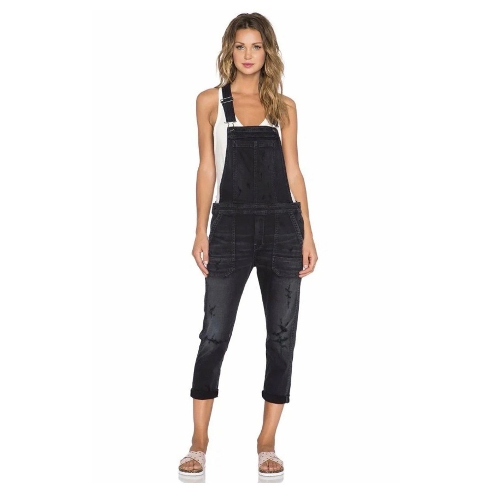Citizens of Humanity Black Distressed Denim Overalls Size S